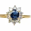 Bague en or jaune 18 carats, saphir et diamants