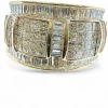 Bague en or jaune 18 carats diamants princesse et baguette