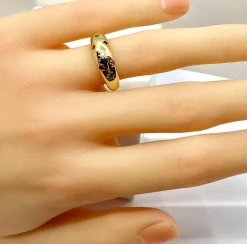 Bague en or jaune 18 carats, multipierres precieuses