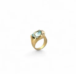 Bague en or jaune 18 carats et topaze bleue