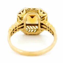 Bague en or jaune 18 carats avec diamants et citrine