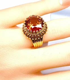 Bague en or jaune 18 carats et citrine Madère
