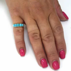 BAGUE EN OR JAUNE 18 KT AVEC CABOCHON TURQUOISE