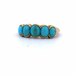 BAGUE EN OR JAUNE 18 KT AVEC CABOCHON TURQUOISE