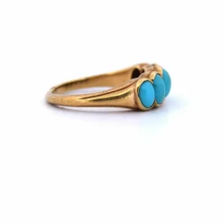 BAGUE EN OR JAUNE 18 KT AVEC CABOCHON TURQUOISE