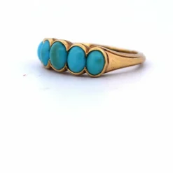 BAGUE EN OR JAUNE 18 KT AVEC CABOCHON TURQUOISE