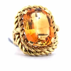 Bague en or jaune - quartz citrine