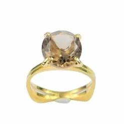 Bague en Or Jaune & Quartz Fumé