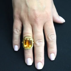 Bague en or jaune - quartz citrine