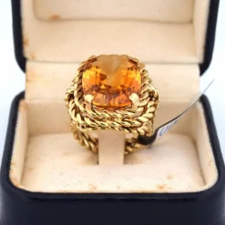 Bague en or jaune - quartz citrine