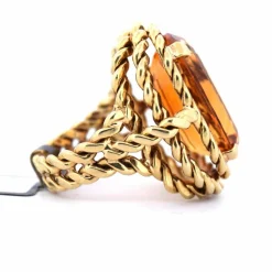 Bague en or jaune - quartz citrine