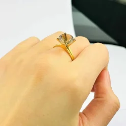 Bague en Or Jaune & Quartz Fumé