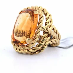 Bague en or jaune - quartz citrine