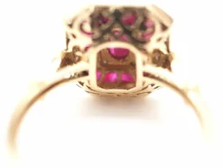 Bague en or jaune 750 rubis et diamants