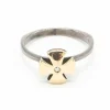 Bague en or jaune, argent et diamants