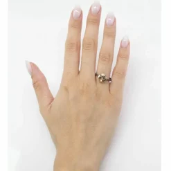Bague en or jaune, argent et diamants