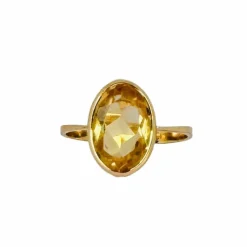 Bague en or jaune avec citrine ovale