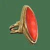 Bague en or jaune avec corail