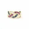 Bague en or jaune avec diamants, rubis et saphirs