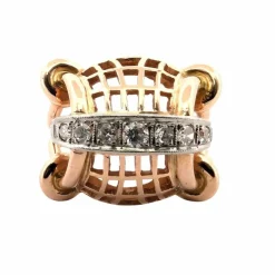 Bague en or jaune avec diamants