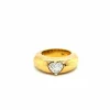 Bague en or jaune avec diamant en forme de cœur de 1 carat