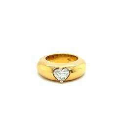 Bague en or jaune avec diamant en forme de cœur de 1 carat