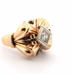 Bague en or jaune avec diamant central