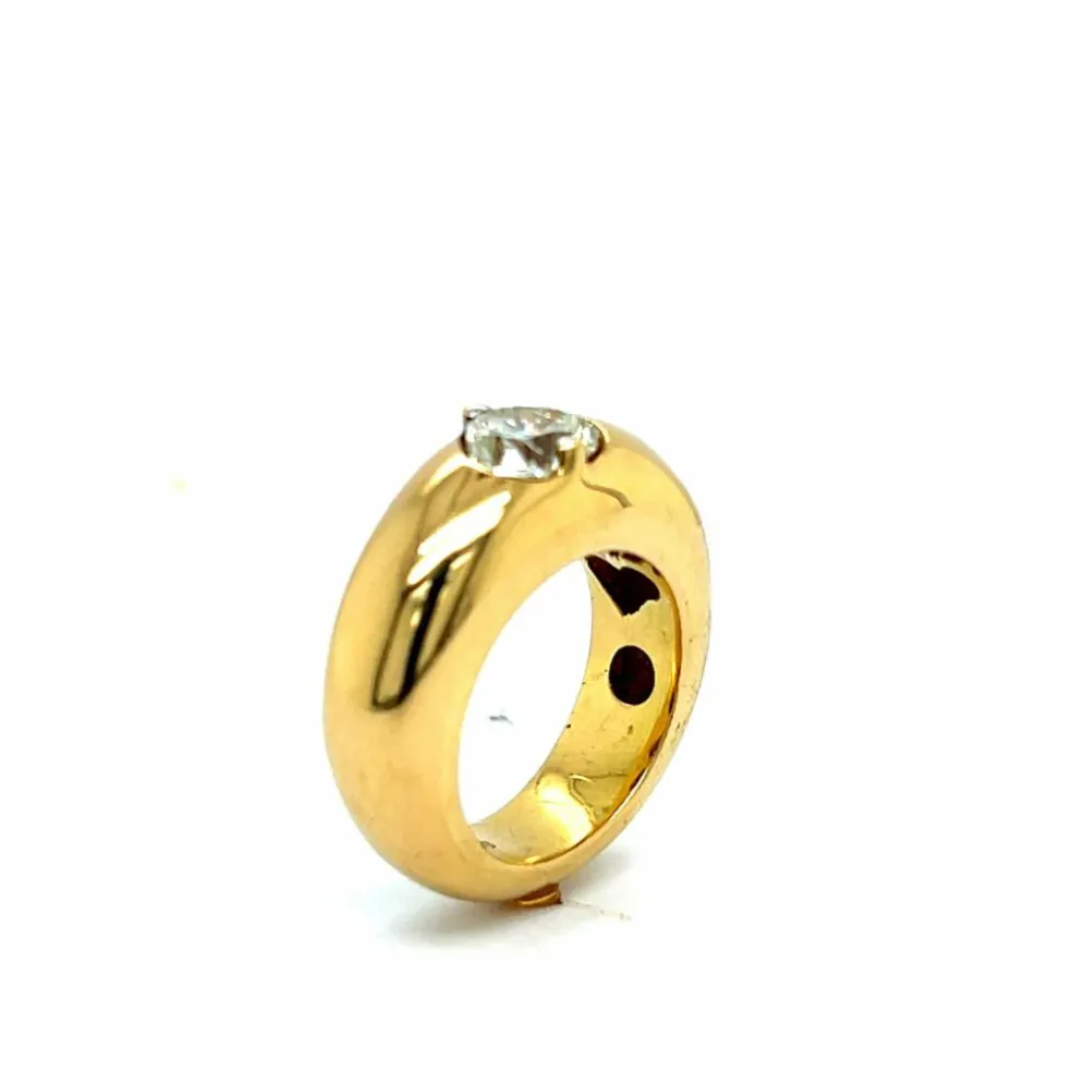 Bague en or jaune avec diamant en forme de cœur de 1 carat