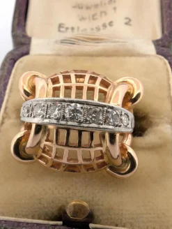 Bague en or jaune avec diamants