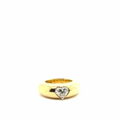 Bague en or jaune avec diamant en forme de cœur de 1 carat