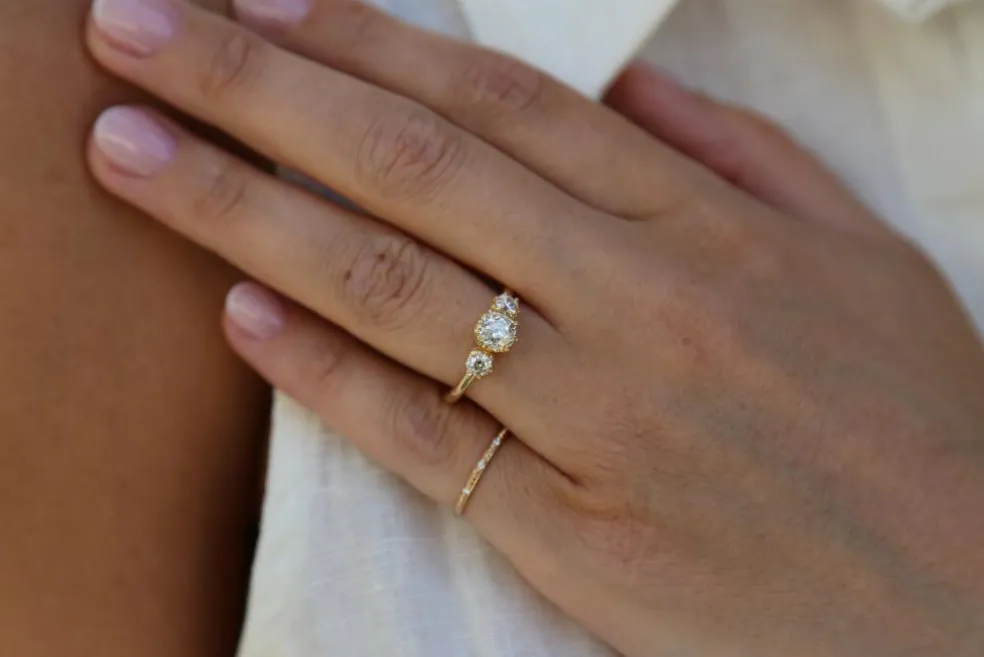 Bague en or jaune avec diamants Old Mine