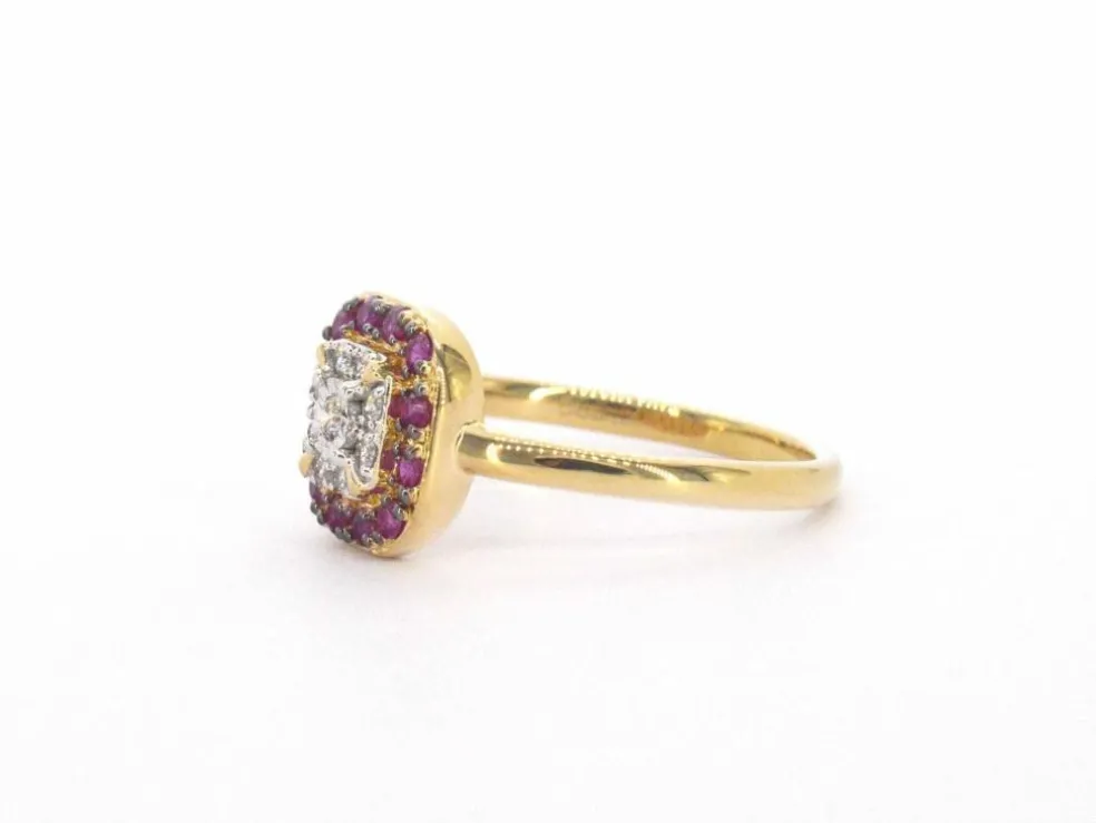 Bague en or jaune avec diamants et rubis