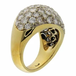Bague en or jaune avec pavé de diamants