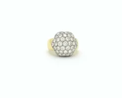 BAGUE EN OR JAUNE AVEC PAVE' DE DIAMANTS