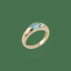 Bague en or jaune avec pierre bleue