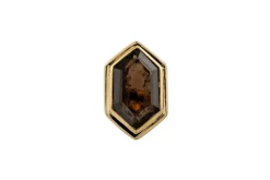 Bague en or jaune avec quartz fumé