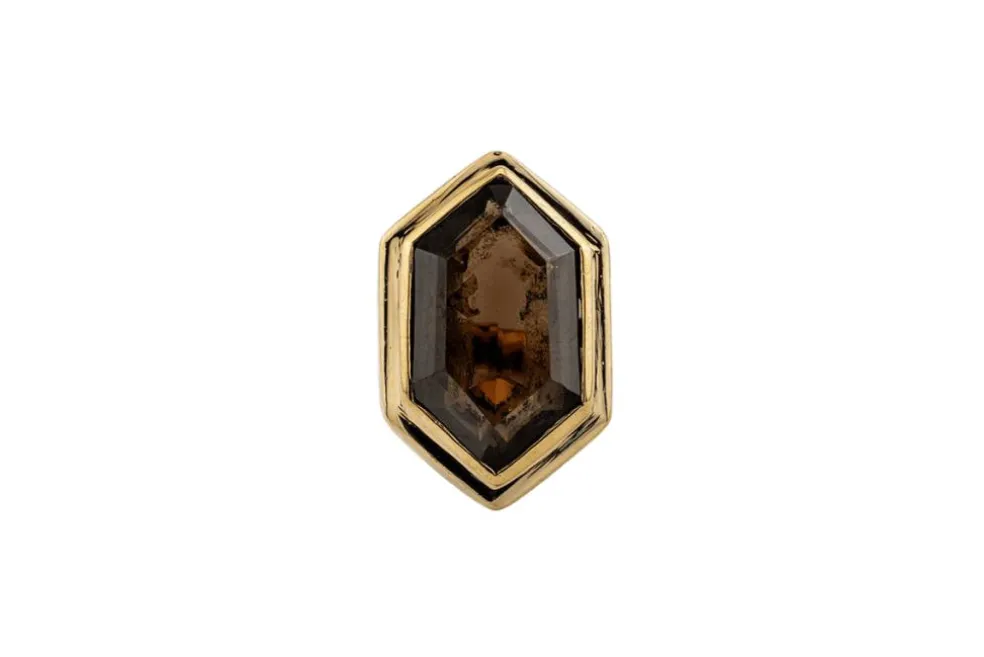 Bague en or jaune avec quartz fumé