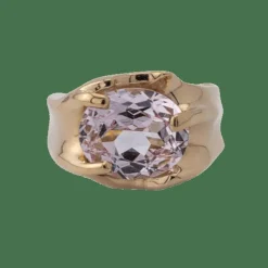 Bague en or jaune avec quartz rose