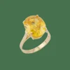 Bague en or jaune avec quartz fumé
