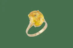 Bague en or jaune avec quartz fumé