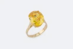 Bague en or jaune avec quartz fumé
