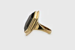 Bague en or jaune avec quartz fumé