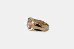 Bague en or jaune avec quartz rose