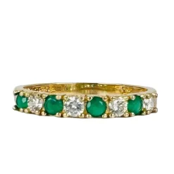 Bague en or jaune avec saphirs et émeraudes