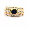 BAGUE EN OR JAUNE AVEC SAPHIR ET DIAMANTS