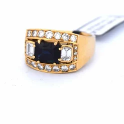Bague en or jaune avec saphir et diamant