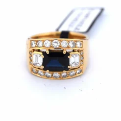 Bague en or jaune avec saphir et diamant