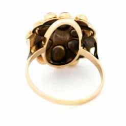 Bague en or jaune corail 14 carats avec grappe de fleurs