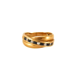 Bague en Or jaune, diamants & saphirs