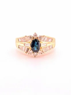 Bague en Or jaune, Diamants & Saphir